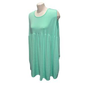 Sleeveless Mint Green Loose-Fit Tunic Dress With Pockets For Women Sz 2XL-3XL